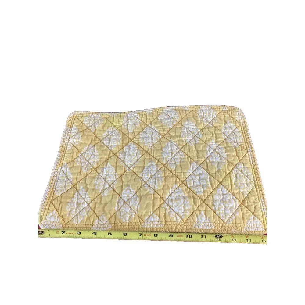 (4) Fabric Quilted Placemats 15x12‎ Cotton Yellow Cottage Core